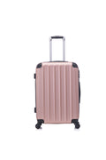 3 Piece Abs Hard Luggage Set With Swivel Wheels And Password Lock, 20 24 28 Inch Rose Gold Rose Gold Abs