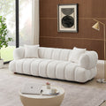 Jasmin 89.7'' Cream Boucle Sofa Cream Wood Primary Living Space Mid Century Modern Foam Boucle,Solid Wood 3 Seat