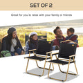 Outsunny 2 Pack Folding Camping Chair, Lightweight & Portable Beach Chairs Armchairs, Perfect For Festivals, Fishing, Picnic And Hiking, Black Black Metal