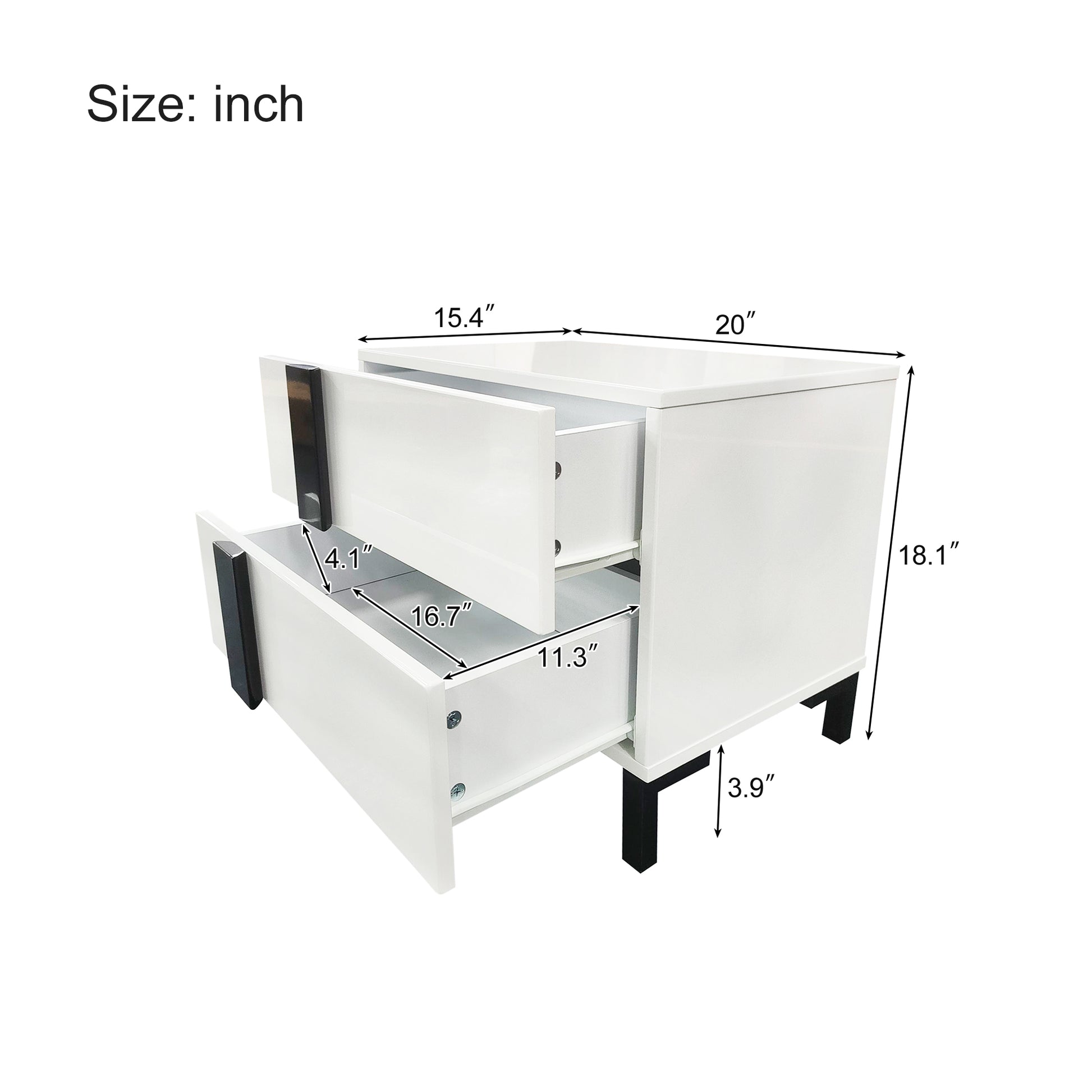 Modern High Gloss 3 Piece Bedroom Set Floating Bed Frame Queen Size Platform Bed With Led Light & 2 Nightstands, White Box Spring Not Required Queen White Wood 3 Piece Set Solid Wood Mdf