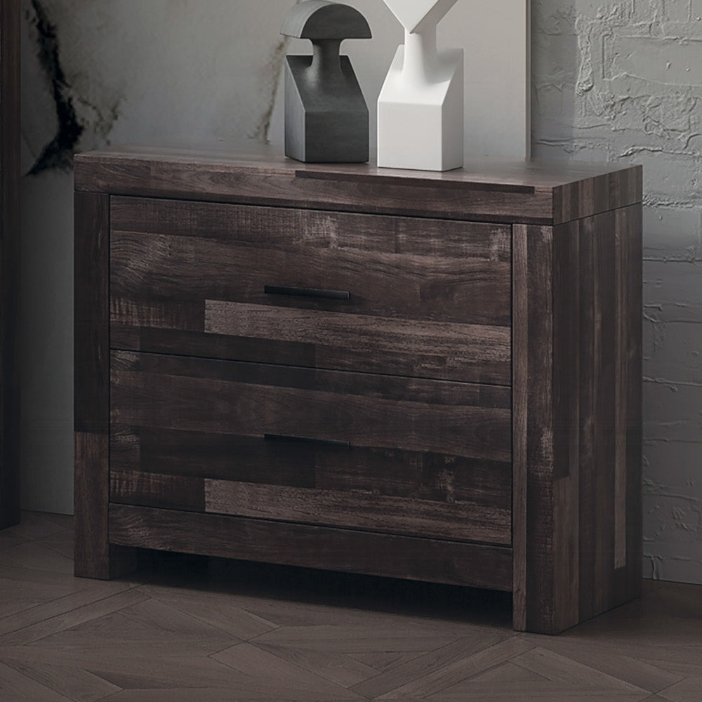 Dark Oak 2 Drawer Nightstand Oak 2 Drawers Bedroom Rectangle Drawers Oak Solid Wood Mdf