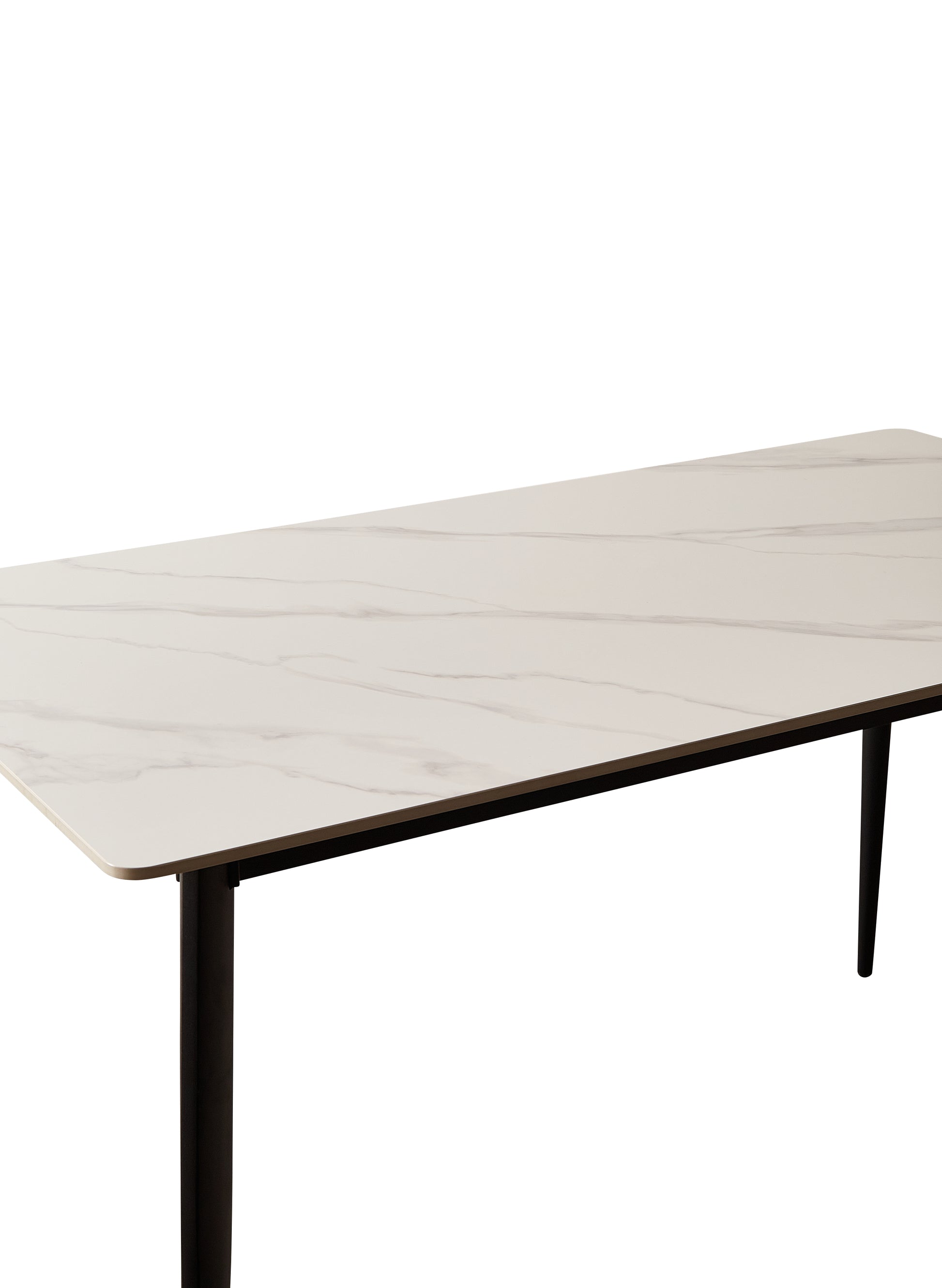 Dining Table Table 55" Rectangular White Kitchen Table With Porcelain Table Top And Metal Legs,Dining Room Table For 4,Mid Century Dinner Table For Living Room And Office,Table Only White Black European Ceramic Tile Iron