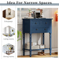 Narrow Console Table, Slim Sofa Table With Three Storage Drawers And Bottom Shelf Navy Navy Solid Wood Mdf