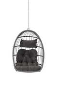 Outdoor Garden Rattan Egg Swing Chair Hanging Chair Sectional Dark Gray Uv Resistant Frame Water Resistant Cushion Garden & Outdoor Rattan