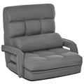 Homcom Convertible Floor Sofa Bed, Recliner Armchair Upholstered Sleeper Chair With Pillow For Living Room Bedroom Lounge, Grey Grey Polyester