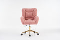 005 Teddy Fabric 360 Swivel Home Office Chair With Gold Metal Base And Universal Wheels,Pink Solid Pink Office Sponge Wipe Clean Modern Office Chairs Tufted Back Foam Swivel Teddy