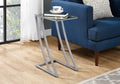 Accent Table, C Shaped, End, Side, Snack, Living Room, Bedroom, Tempered Glass, Grey Metal, Contemporary, Modern Silver Metal