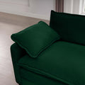 Corduroy 3 Seater Sofa With 1 Footrest, L Shaped Double Sofa With Ottoman For Small Living Rooms, Green Corduroy Sofa Green Corduroy 3 Seat
