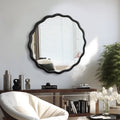 Solid Wood Wavy Mirror Black Mirror Wall Decor 31