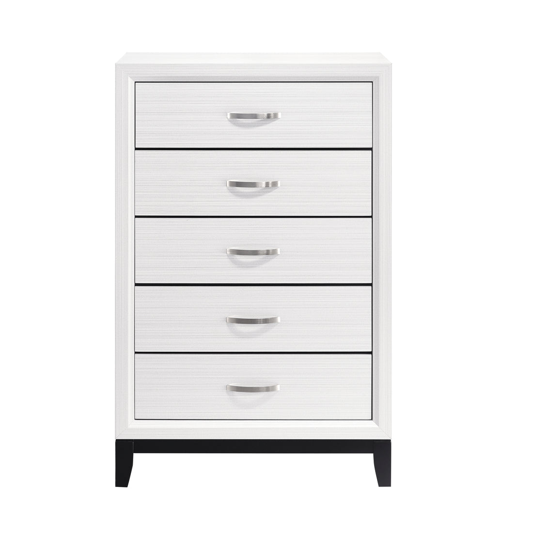 Modern Contemporary White Finish Storage Chest Of 5X Drawers 1Pc Wooden Bedroom Furniture White Wood