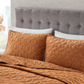 3 Piece Velvet Quilt Set Rust Full Queen Full Rust Cotton
