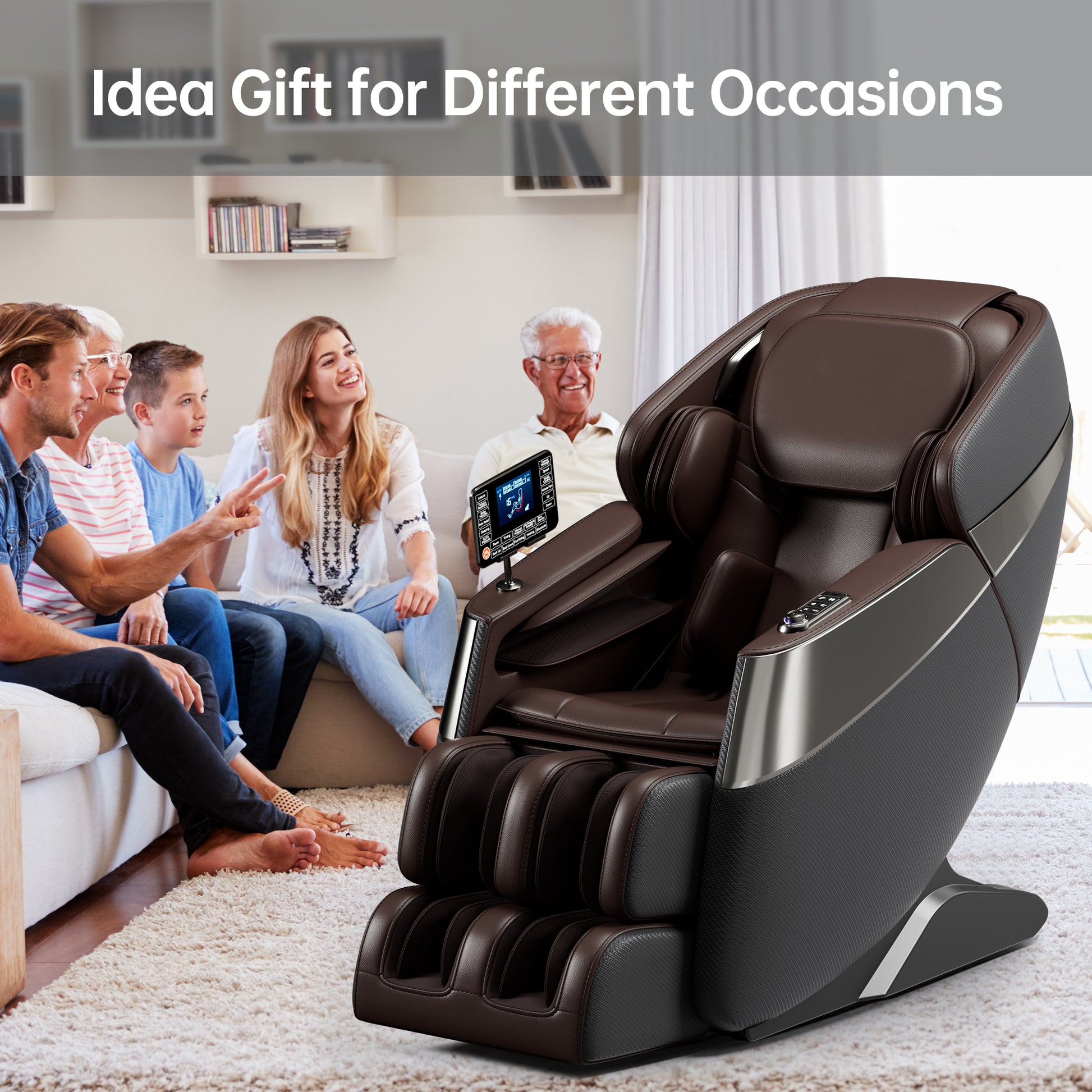 Deluxe Massage Chair Full Body 3D Sl Track Zero Gravity Massage Chair Recliner With Calf And Foot Rollers, Ai Voice Control, Lcd Screen, Quick Access Buttons Grey Grey Brown Primary Living Space Memory Foam And Polyurethane Foam Abs Steel Q235