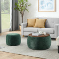 Round Storage Ottoman, 2 In 1 Function, Work As End Table And Ottoman,With Small Seat,Green 25