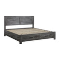 Rustic Grey Oak Queen Panel Bed With Storage Box Spring Required Queen Gray Wood Gray Wood