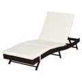 Outsunny Patio Chaise Lounge, Pool Chair With 5 Position Adjustable Backrest & Cushion, Outdoor Pe Rattan Wicker Sun Tanning Seat, 78.75