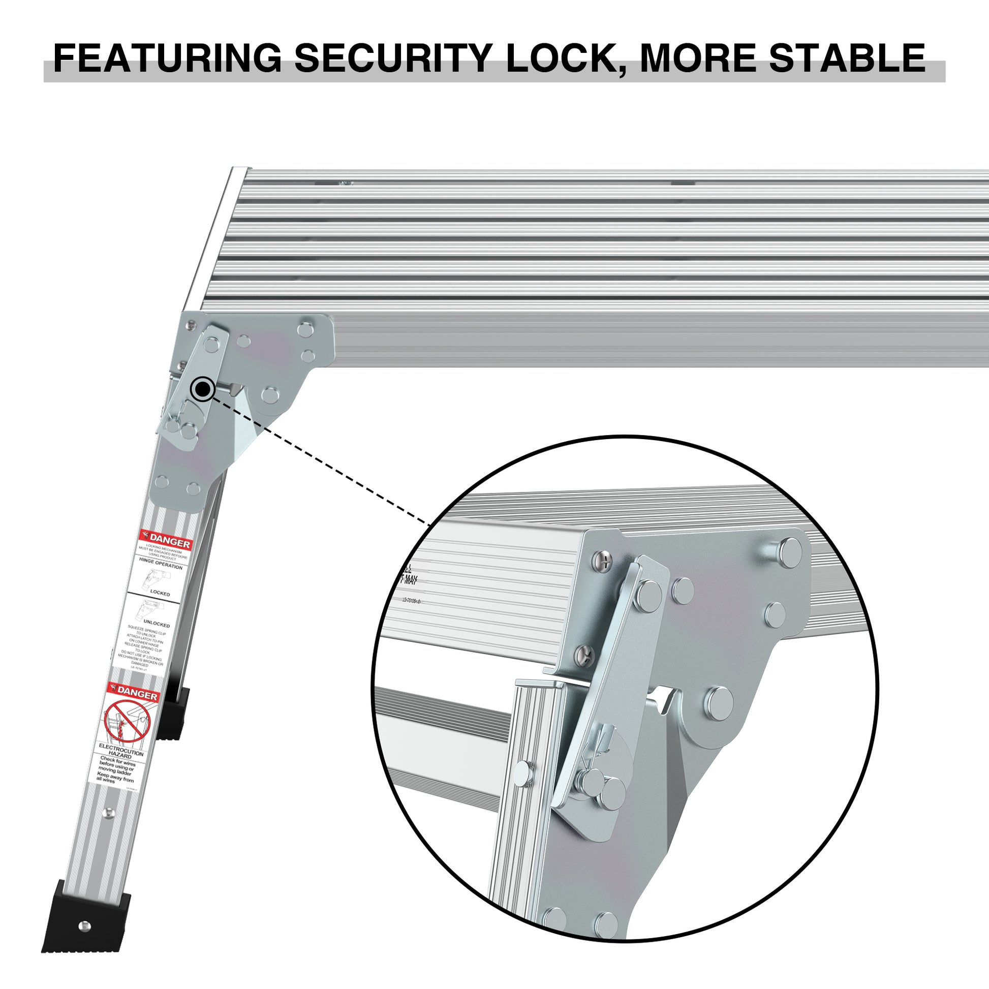 Work Platform Aluminum Portable Bench Folding Ladder Ansi Capacity 225 Lbs 40" Grey Aluminium Alloy