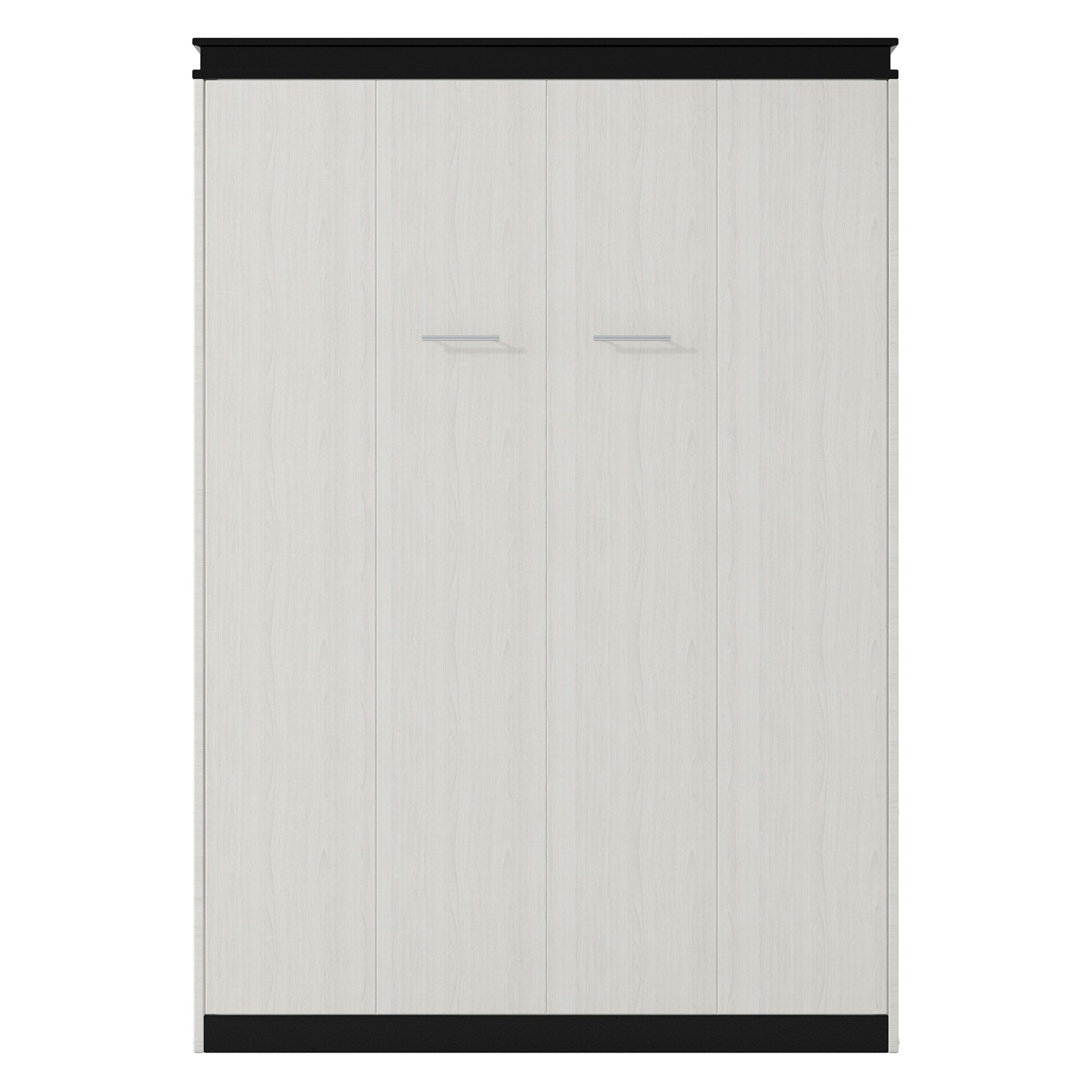 Full Size Murphy Bed With Desk And Storage Shelves And Cabinets, Black White Box Spring Not Required Full Black White Solid Wood Mdf