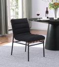 Lahni Black Boucle Fabric Set Of 2 Dining Chair With Black Iron Legs Black Boucle