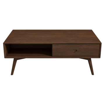 Caroline Walnut Coffee Table Walnut Brown Brown Walnut Open Storage Rectangular Solid Wood