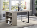 Grey Oak And Black 2 Shelf Dining Table Grey Black Dining Room Contemporary Rectangular Paper Composite Sled