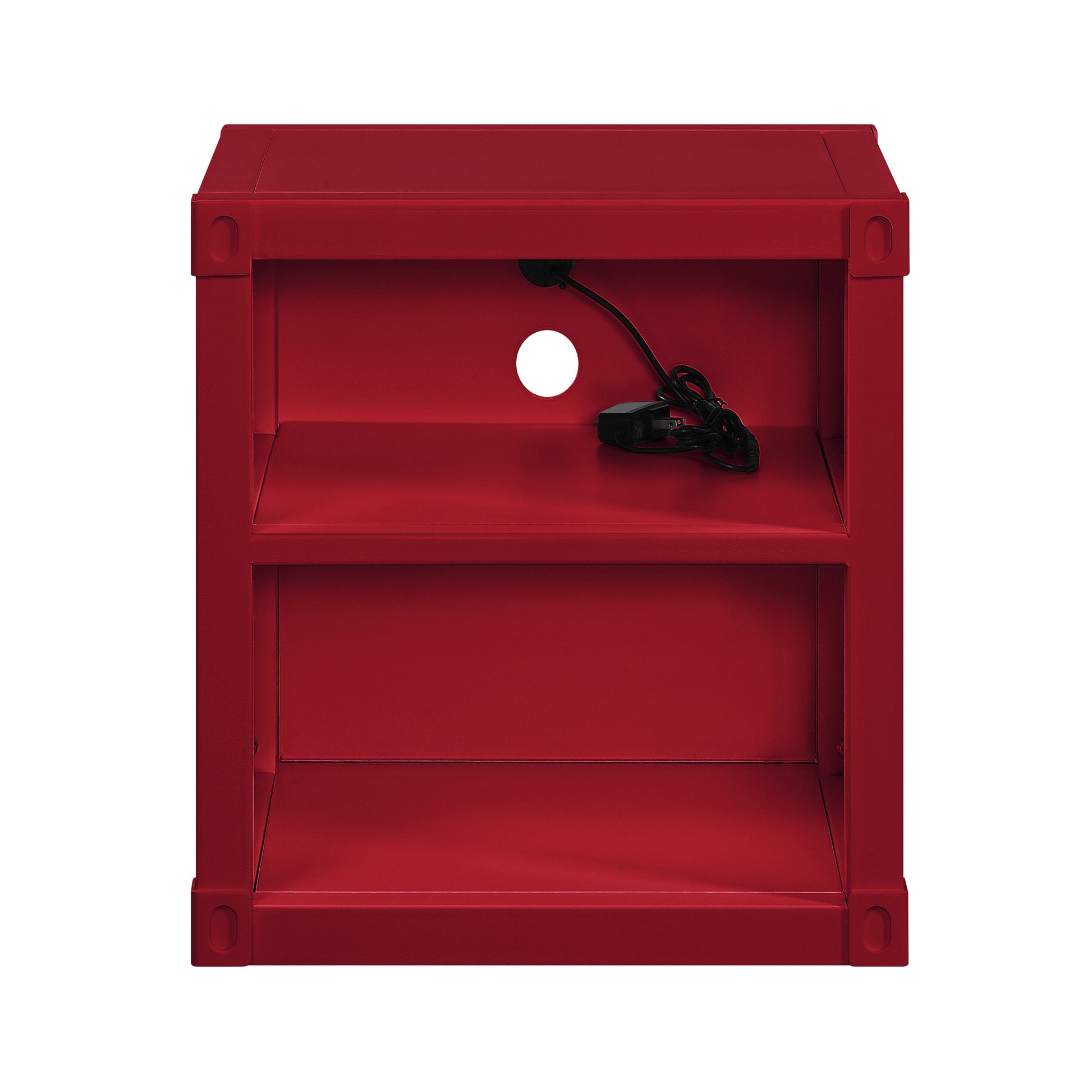 Red Nightstand With Open Shelf Red Bedroom Contemporary,Industrial Shelf Metal