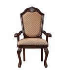 Chateau De Ville Arm Chair Set 2 , Fabric & Espresso 64078A Espresso Upholstered