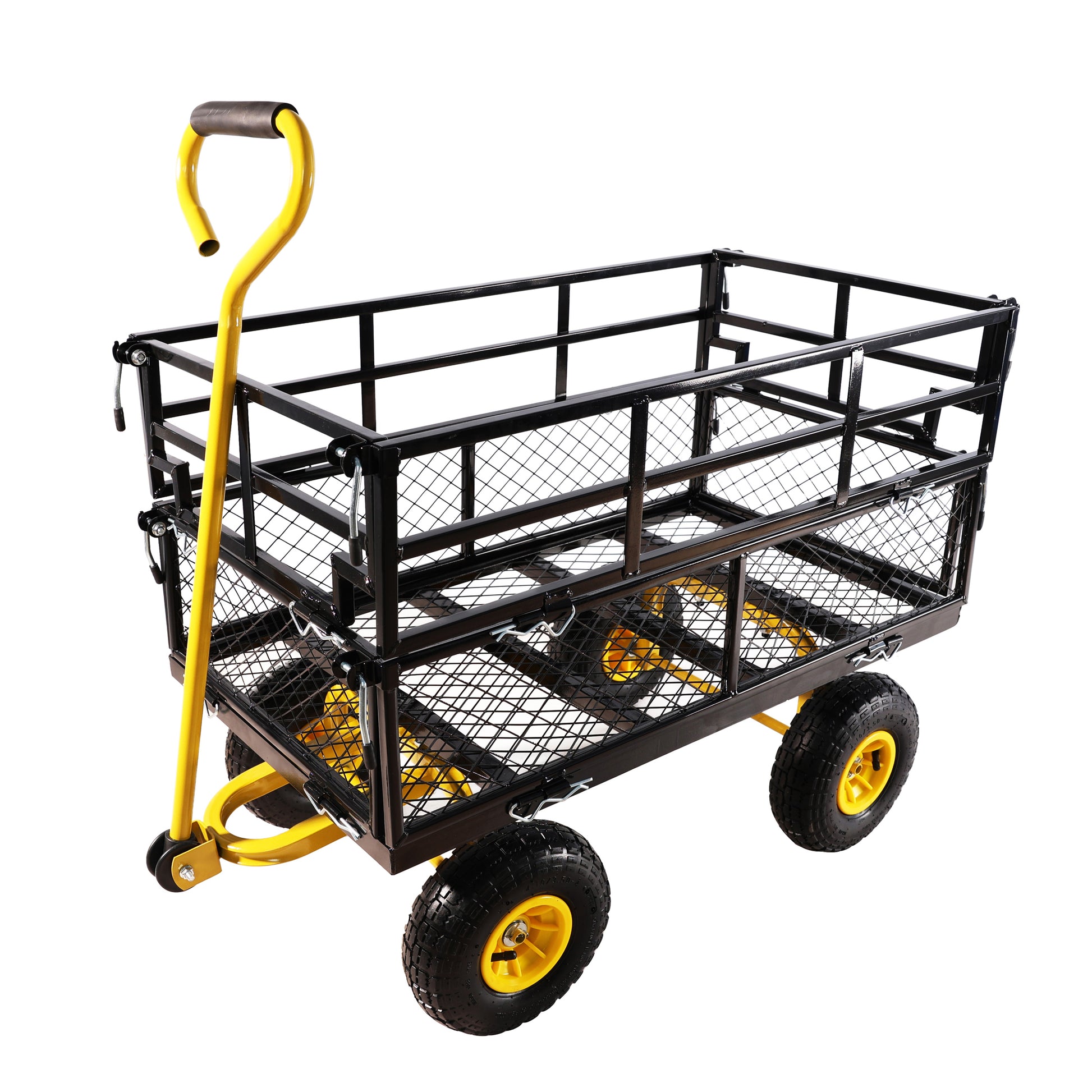 Wagon Cart Garden Cart Trucks Make It Easier To Transport Firewood Yellow Black Black Garden & Outdoor Metal