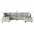 Modular Sectional Sofa, Convertible Sofa Seat With Storage, Sleeper Sectional Sofa Set, Fabric Flexible Modular Combinations For Living Room Grey Fabric 6 Seat