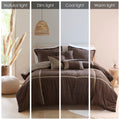 7 Piece Micro Corduroy Comforter Set Brown King Brown Polyester