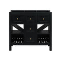 36'' Bathroom Vanity Without Sink, Solid Wood Frame Bathroom Storage Cabinet, Freestanding Vanity With 5 Drawers& Soft Closing Doors Not Include Basin Sink Black Bathroom Solid Wood Mdf