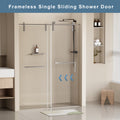 56 60 In. W X 76 In. H Frameless Shower Door, Single Sliding Shower Door, 5 16