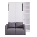 Twin Size Murphy Bed Wall Bed With Sofa,With Shelves,White Twin White Plywood