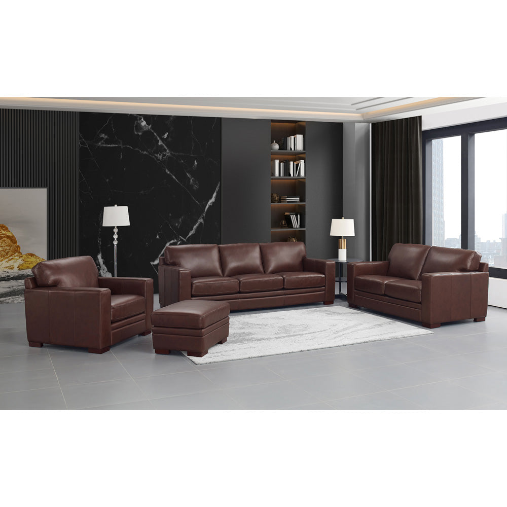 Dillon Leather Sofa Raisin Down Filling Genuine Leather 3 Seat