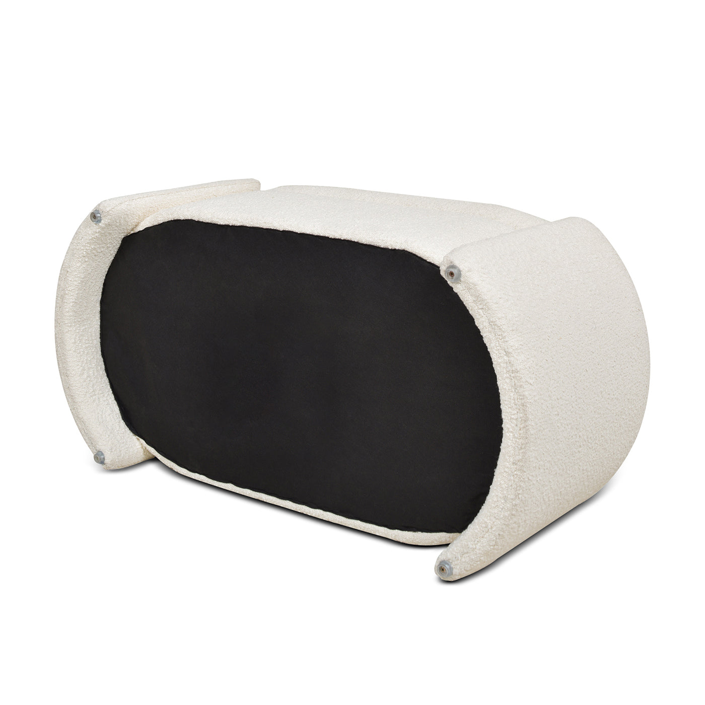 Fuji 43" Upholstered Oval Storage Bench, Ivory White Boucle White Foam Boucle