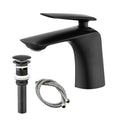 Single Hole Bathroom Sink Faucet With Pop Up Drain And Water Supply Hose, Single Handle Bathroom Faucet One Matte Black Bathroom 1 Hole Faucets Brass