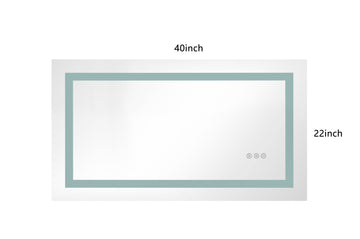 Led Bathroom Mirror 40 "X22" With Front And Backlight, Large Dimmable Wall Mirrors With Anti Fog, Memory, 3 Colors, Led Vanity Mirror White Aluminium