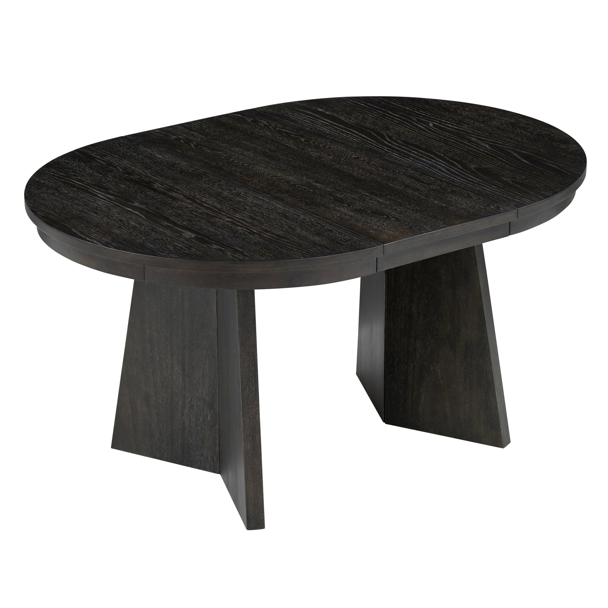 Retro Extendable Dining Table With A 16 Inch Middle Leaf For Dining Room And Kitchen Espresso Espresso Solid Wood Mdf