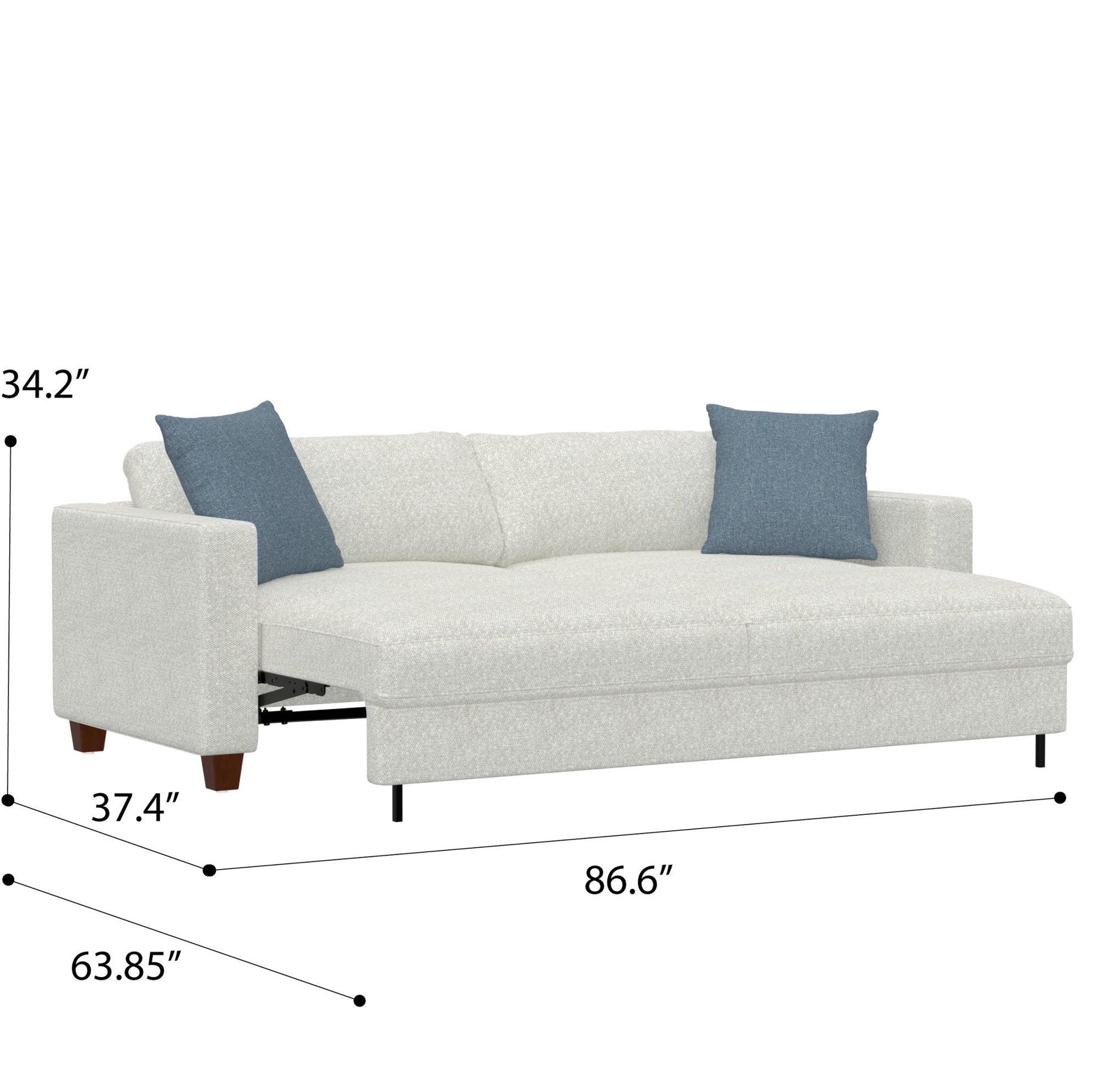 Biana White Pop Up Sleeper Sofa White Foam Engineered Wood 3 Seat