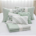 6 Piece Cotton Percale Quilt Set With Throw Pillows Aqua King Cal King King Aqua Polyester