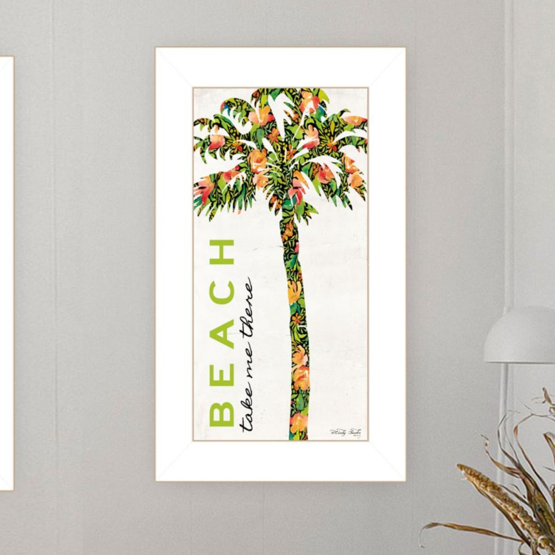 "Beach & Summer Breeze Take Me There" Framed Wall Art For Living Room, Wall Art Print For Home Decor, Bedroom Wall Art By Cindy Jacobs Multicolor Wood Paper