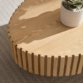 Modern Handcraft Drum Coffee Table Length 43.7 Inch Ellipse Coffee Table For Living Room,Small Coffee Table With Sturdy Pedestal,Natural Ash Mdf Natural Ash Mdf