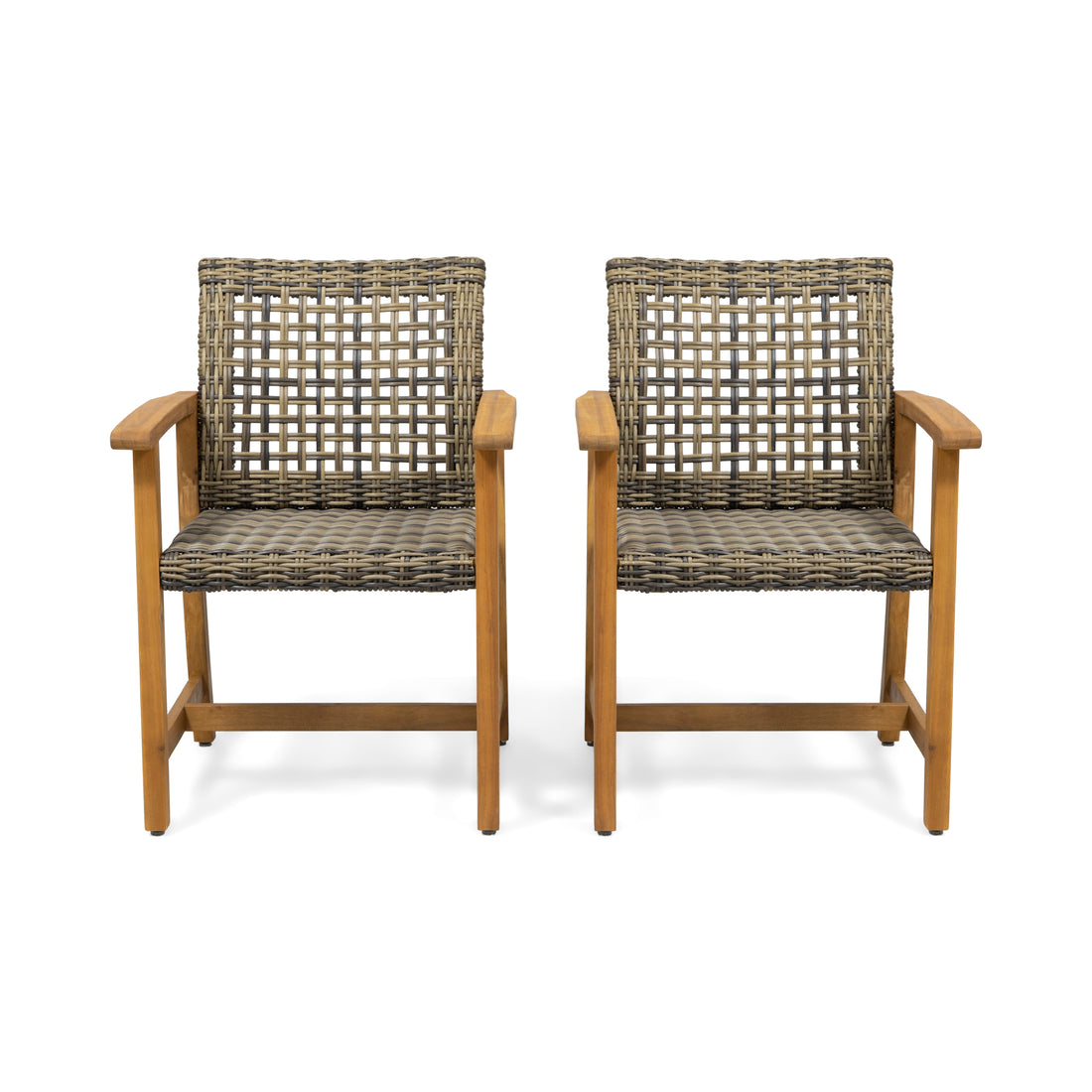 Hampton Wood And Wicker Dining Chair Set Of 2 Natural Stained Pe Rattan Iron