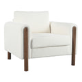 Oversized Accent Chair, Upholstered Living Room Chairs Single Sofa Chair With Walnut Legs, Curved Handrail, White White Teddy