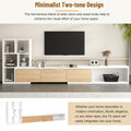 74.8'' 126'' Extendable Tv Stand With 3 Tier Bookshelves For Tvs Up To 110'', Adjustable Entertainment Center With Storage Cabinets, Sliding Tabletop Media Console For Living Room, White White Primary Living Space 90 Inches Or Larger Particle Board Mdf