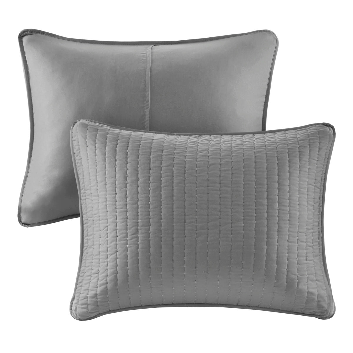 3 Piece Quilt Set Grey Full Queen Full Grey Cotton