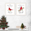 2 Piece Vignette The Lord Is My Strength Red Cardinals White Framed Wall Art For Living Room, Bedroom Wall Art Print For Home Decor By Annie Lapoint Multicolor Wood Paper