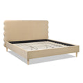 Stockholm Modern Wavy Headboard Platform Bed, King, Fawn Brown Performance Velvet King Brown Wood Foam Velvet Velvet