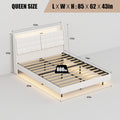 Queen Floating Bed Frame With Led Light And Charging Station Upholstered Platform Bed Frame Queen Size With Headboard And Hidden Storage Space, No Box Spring Needed, Beige Box Spring Not Required Queen Beige Metal Bedroom Bed Frame Velvet Velvet