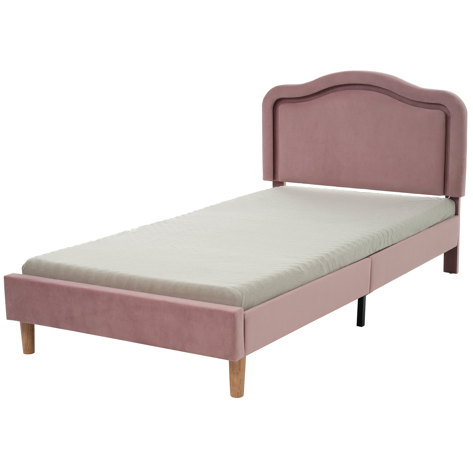 Twin Size Velvet Upholstered Smart Led Bed Frame With Adjustable Height Headboard,No Box Spring Needed,Easy Assembly,Pink Box Spring Not Required Twin Pink Wood Bedroom Cute,Modern Bed Frame Wood
