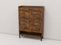 Flamed Wood 2 Turn Patchwork Framed Shoe Cabinet Brown Wood